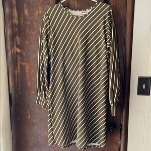 Striped Olive Green Dress